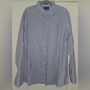 Fairlane Men's Blue Long Sleeve Button Down Striped Shirt Size XL